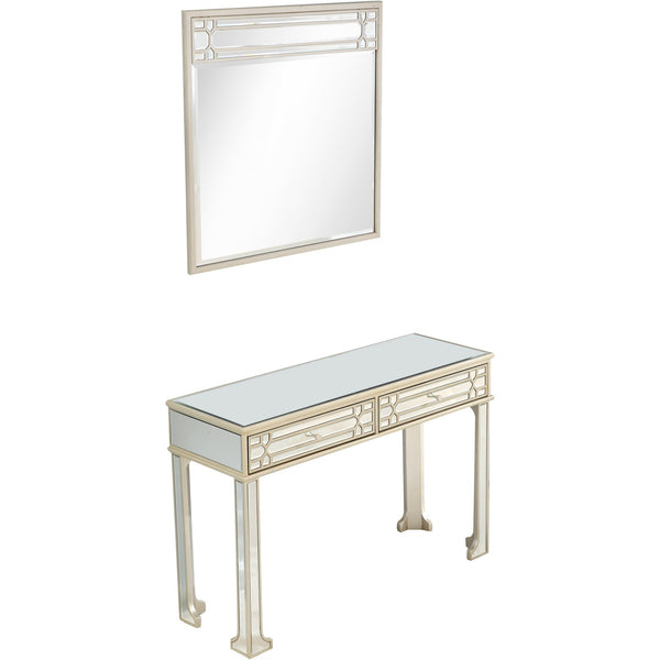 Homeroots 48" Champagne Mirrored Glass Console Table And Drawers   396829