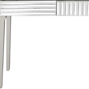 Homeroots 40" Silver Mirrored Glass Console Table   396830