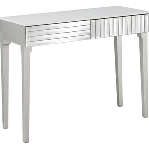 Homeroots 40" Silver Mirrored Glass Console Table   396830
