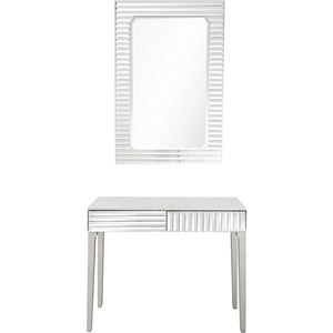 Homeroots Silver Striped Mirror And Console Table   396831