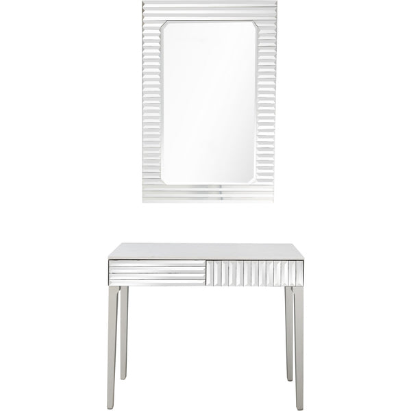 Homeroots Silver Striped Mirror And Console Table   396831