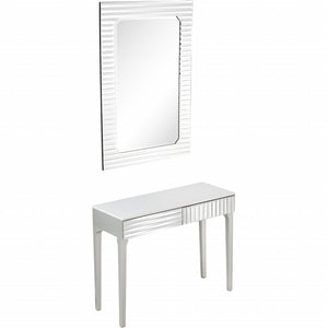 Homeroots Silver Striped Mirror And Console Table   396831