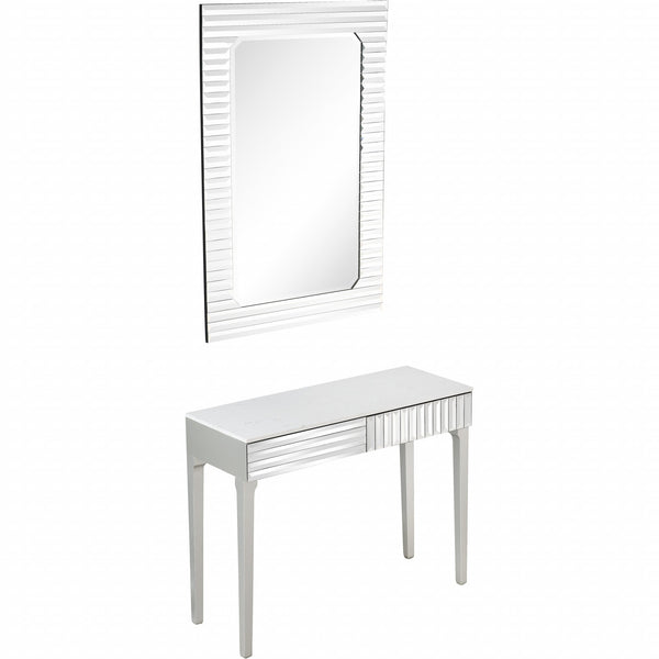 Homeroots Silver Striped Mirror And Console Table   396831