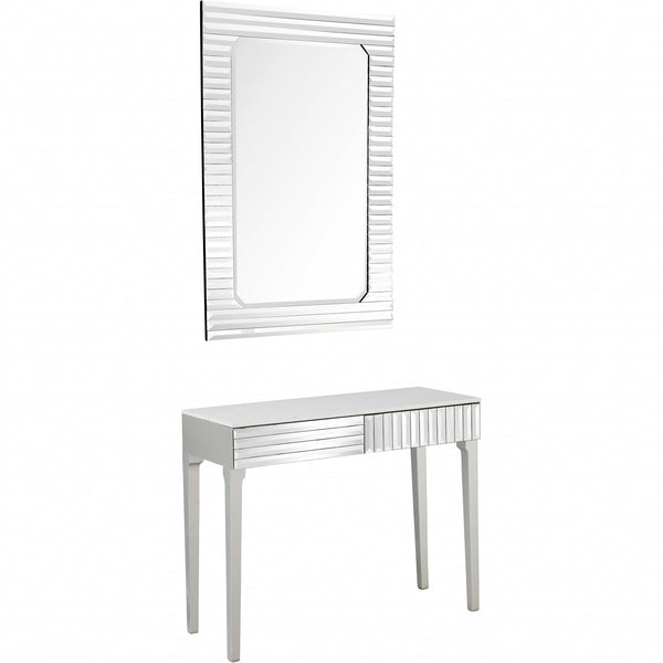 Homeroots Silver Striped Mirror And Console Table   396831