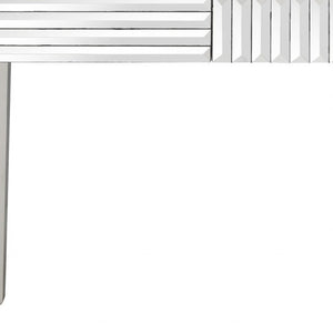 Homeroots Silver Striped Mirror And Console Table   396831