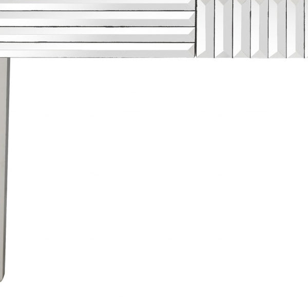 Homeroots Silver Striped Mirror And Console Table   396831