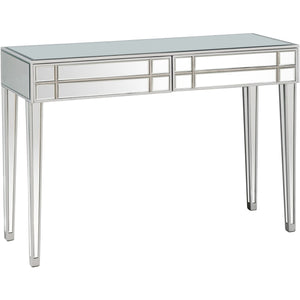 Homeroots 48" Silver Mirrored Glass Console Table   396834