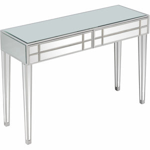 Homeroots 48" Silver Mirrored Glass Console Table   396834