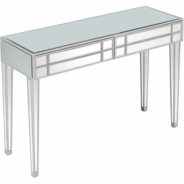 Homeroots 48" Silver Mirrored Glass Console Table   396834