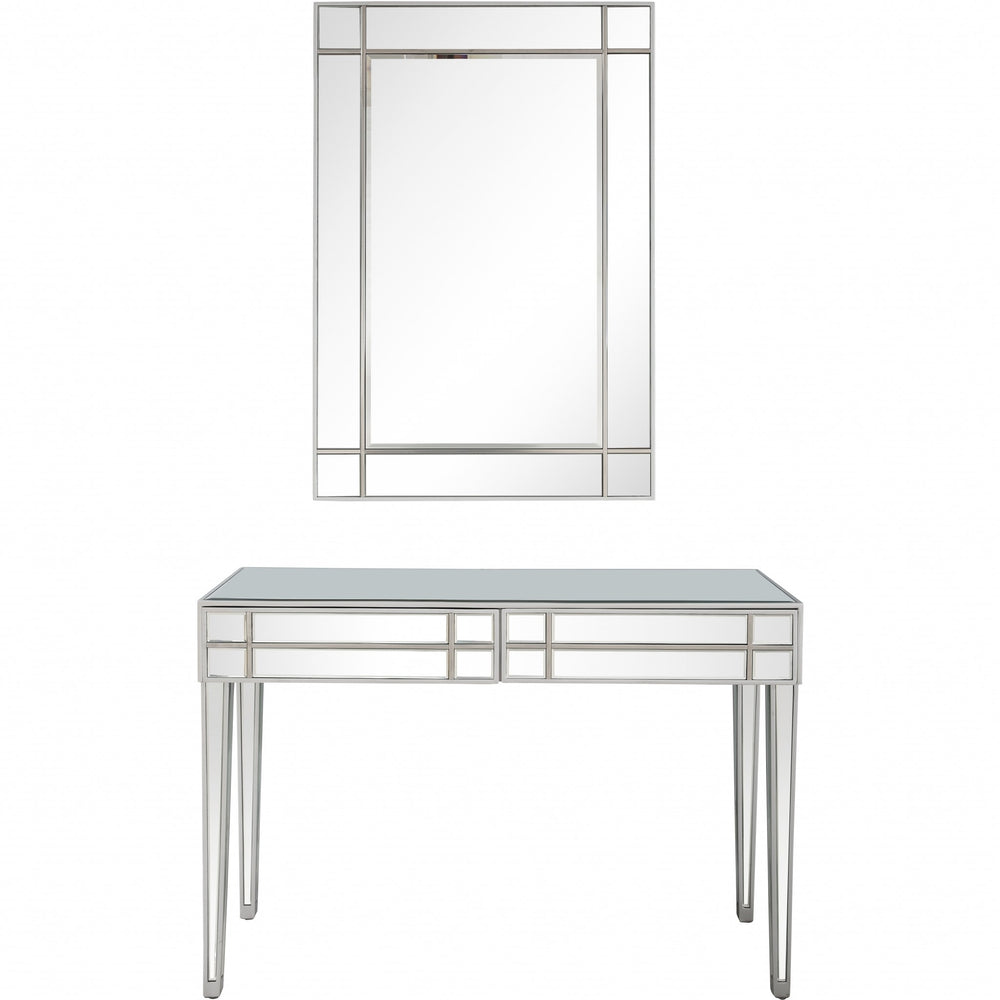 Homeroots Stainless Steel Mirror And Console Table   396835