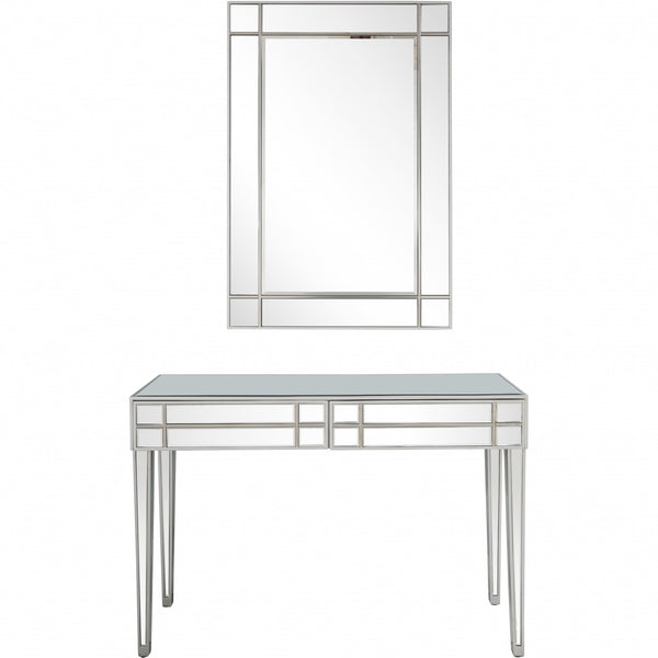 Homeroots Stainless Steel Mirror And Console Table   396835