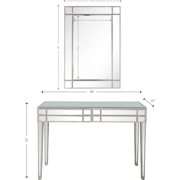 Homeroots Stainless Steel Mirror And Console Table   396835