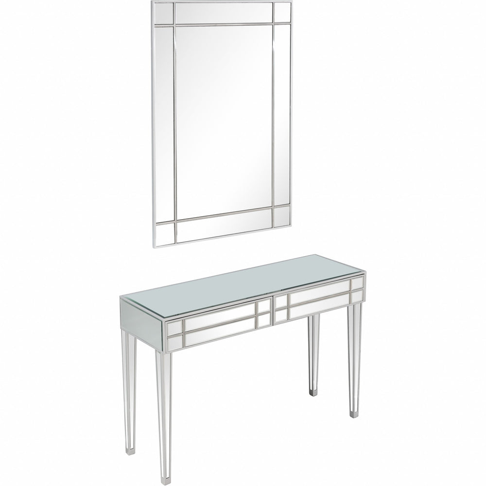 Homeroots Stainless Steel Mirror And Console Table   396835