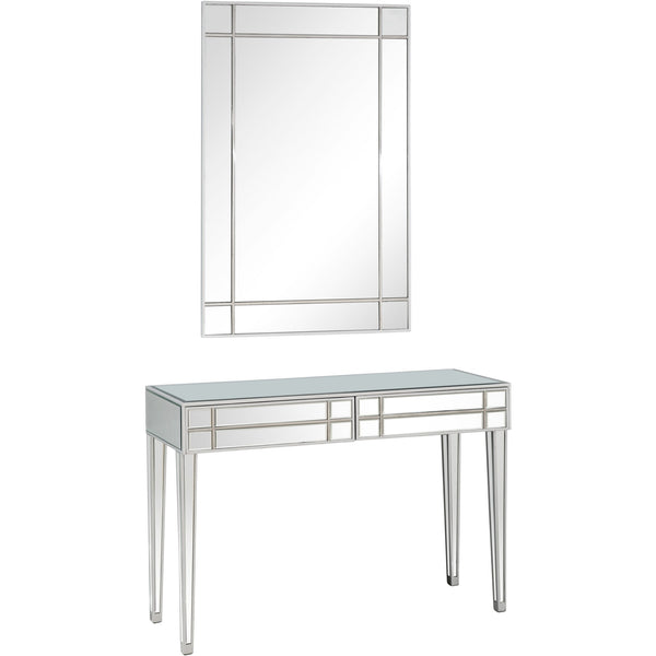 Homeroots Stainless Steel Mirror And Console Table   396835