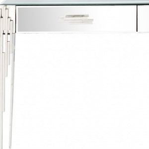 Homeroots Rectangular Striped Falling Mirror And Console Table   396837