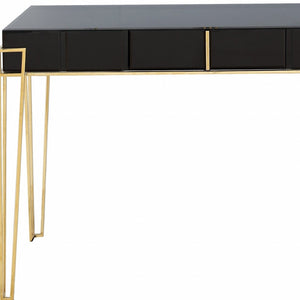 Homeroots 48" Black Mirrored Glass Console Table   396838