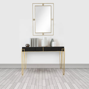 Homeroots Modern Black And Gold Console Table And Mirror Set   396839