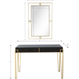 Homeroots Modern Black And Gold Console Table And Mirror Set   396839
