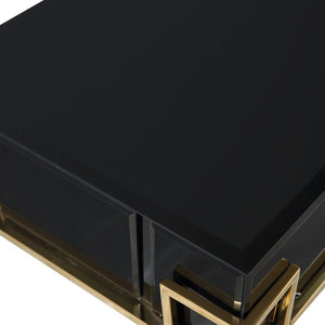 Homeroots Modern Black And Gold Console Table And Mirror Set   396839