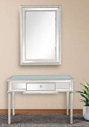 HomeRoots 48" Gold and Silver Mirrored Console Table with Drawers – Elegant Wood Design for Home or Office Decor 396841