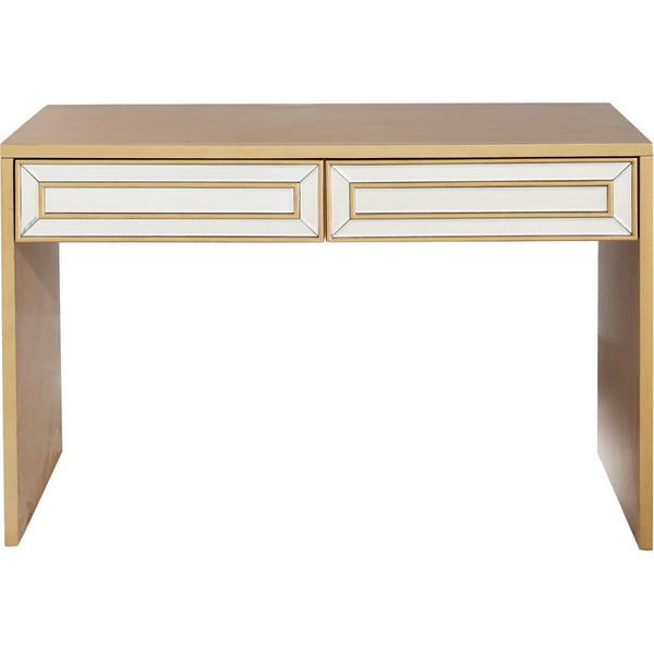 HomeRoots 48" Gold and Silver Mirrored Console Table with Drawers – Elegant Wood Design for Home or Office Decor 396841