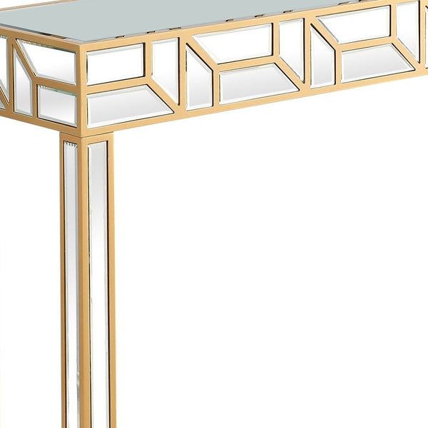 Homeroots Gold Geometric Console Table   396844