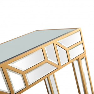 Homeroots Gold Geometric Console Table   396844