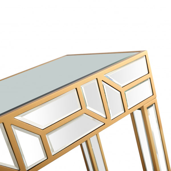 Homeroots Gold Geometric Console Table   396844