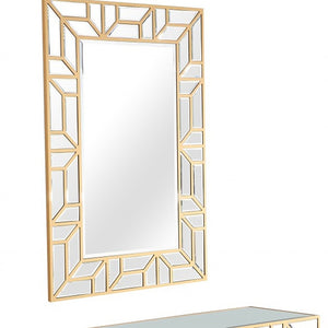 Homeroots Gold Geometric Mirror And Console Table   396845
