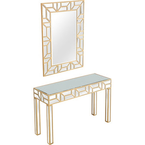 Homeroots Gold Geometric Mirror And Console Table   396845