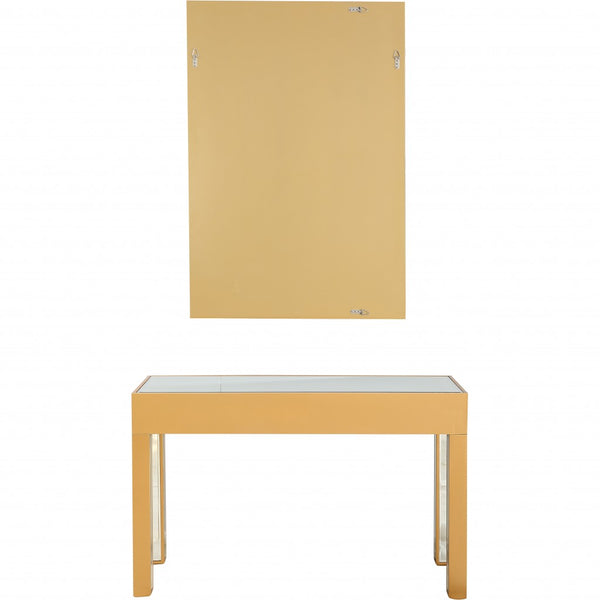 Homeroots Gold Geometric Mirror And Console Table   396845