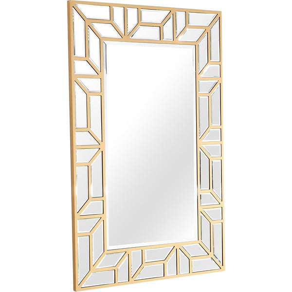 Homeroots Gold Geometric Mirror And Console Table   396845