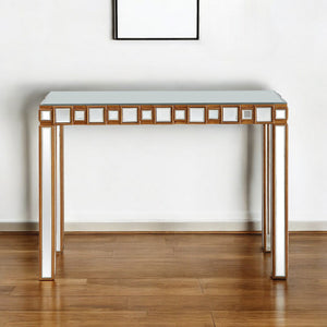 Homeroots 43" Gold Mirrored Glass Console Table   396846