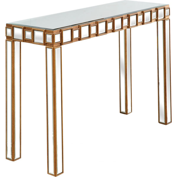Homeroots 43" Gold Mirrored Glass Console Table   396846