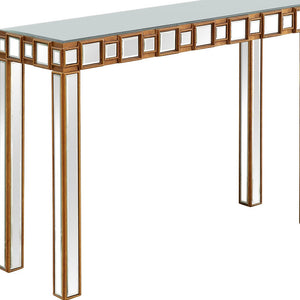 Homeroots 43" Gold Mirrored Glass Console Table   396846