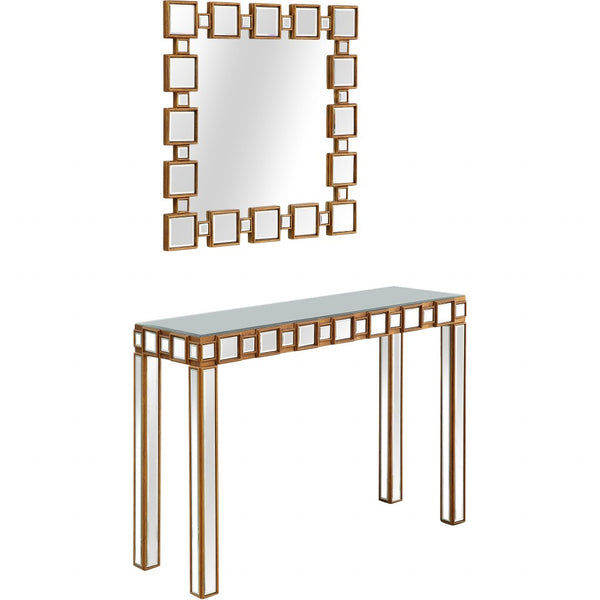 Homeroots 43" Gold Mirrored Glass Console Table   396847