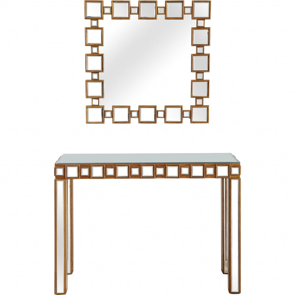 Homeroots 43" Gold Mirrored Glass Console Table   396847