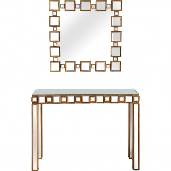 Homeroots 43" Gold Mirrored Glass Console Table   396847