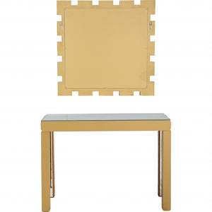 Homeroots 43" Gold Mirrored Glass Console Table   396847