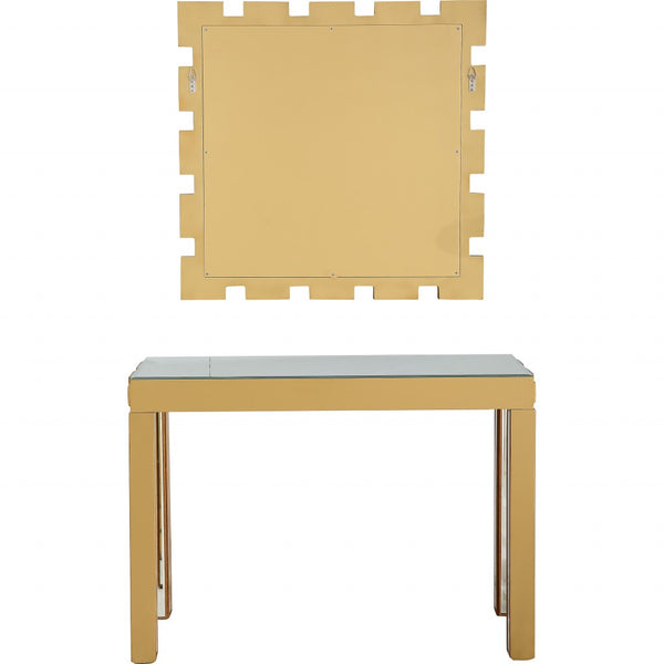 Homeroots 43" Gold Mirrored Glass Console Table   396847