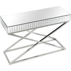 Homeroots 47" Silver Mirrored Glass Console Table   396850