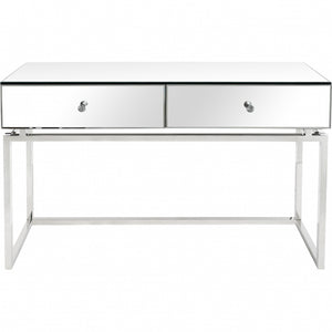 Homeroots 47" Silver Mirrored Glass Frame Console Table And Drawers   396851