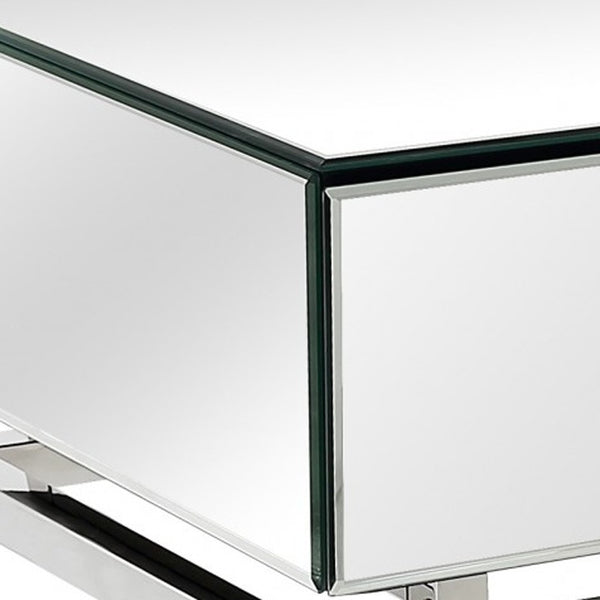 Homeroots 47" Silver Mirrored Glass Frame Console Table And Drawers   396851