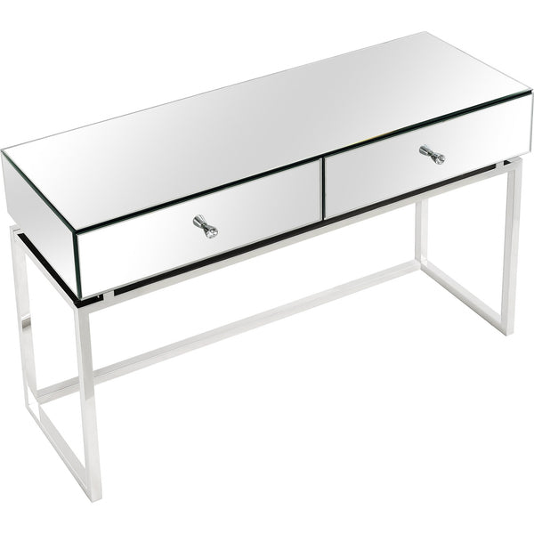 Homeroots 47" Silver Mirrored Glass Frame Console Table And Drawers   396851