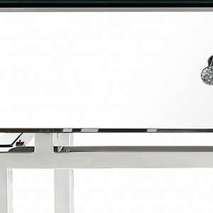 Homeroots 47" Silver Mirrored Glass Frame Console Table And Drawers   396851