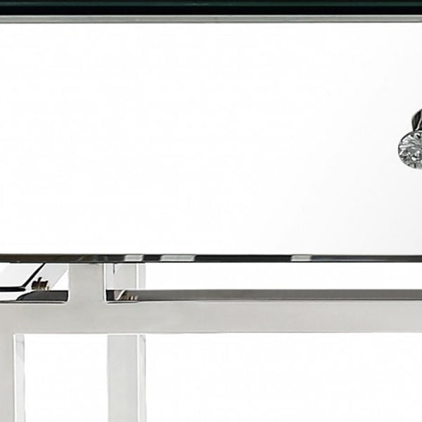 Homeroots 47" Silver Mirrored Glass Frame Console Table And Drawers   396851