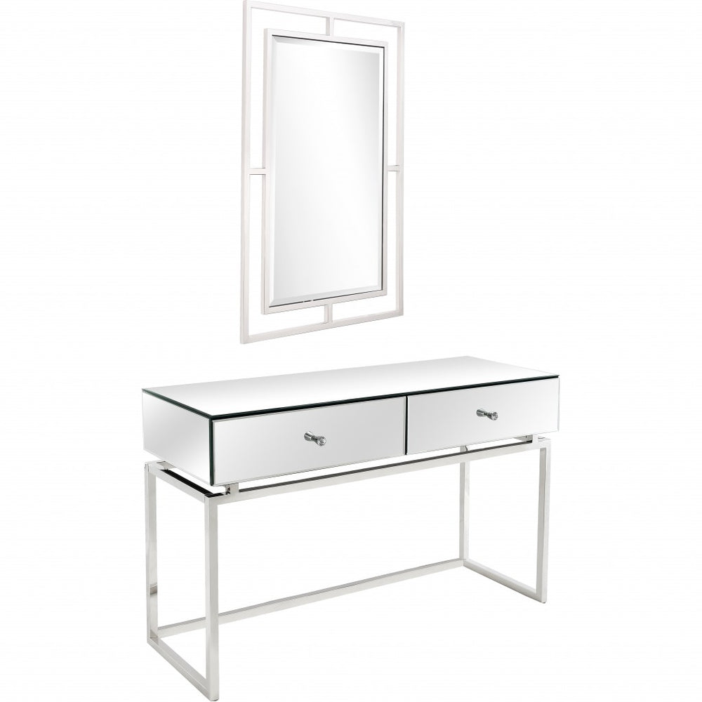 Homeroots Silver Chic Mirror And Console Table   396852