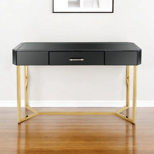 Homeroots 47" Black Mirrored Glass Console Table   396853