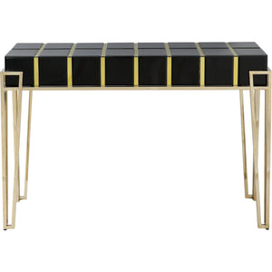 Homeroots 47" Black And Gold Mirrored Glass Console Table   396855