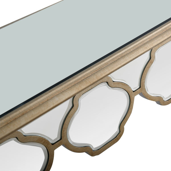 Homeroots Scalloped Edge Console Table   396857